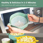 Collapsible silicone microwave popcorn popper bowl with lid, teal