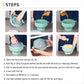 Collapsible silicone microwave popcorn popper bowl with lid, step-by-step use