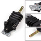 Black bellows height control valve with metal base and side mounting bracket