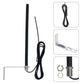 Black antenna rod with mounting bracket, coiled cable, and threaded hardware