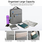 Gray laptop backpack with multiple compartments and side pockets for devices and documents