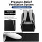 Back panel of gray laptop backpack with ventilated padding and adjustable shoulder straps