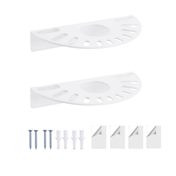 Two-pack white acrylic wall-mounted scissor holder brackets with tool slots