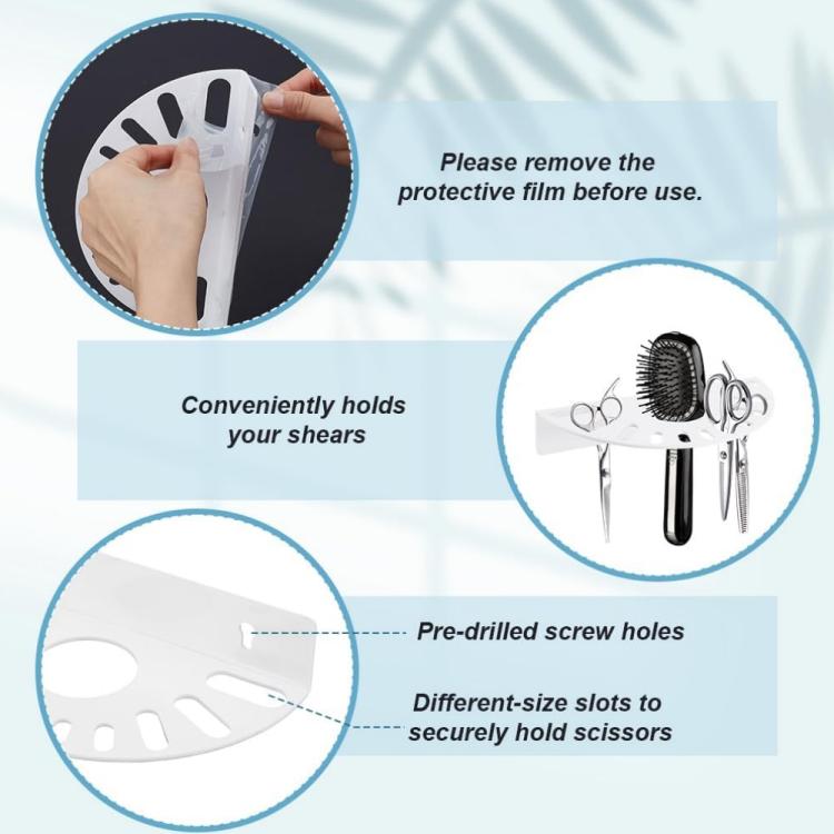 White acrylic scissor holder with pre-drilled screw holes and different-size slots
