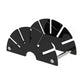 Black fan-shaped acrylic letter holder with multiple open slots and metal rod