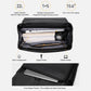 Black laptop backpack open view with main compartment, zipper pocket, and divider
