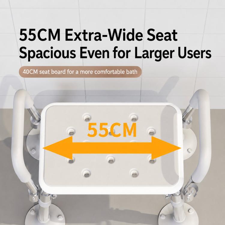 Anti-slip suction bath chair with extra-wide rectangular seat board