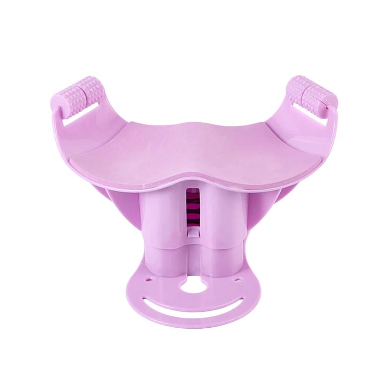 Purple pelvic floor trainer with inner thigh exerciser, curved base and textured handle pads