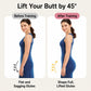 Pelvic floor trainer infographic featuring pink device and before-and-after posture