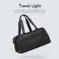 Black water-resistant sports gym bag with wide side panel and zip closure