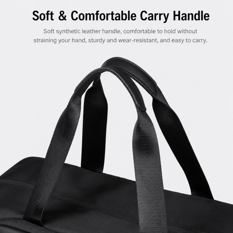 Black sports gym bag with padded top carry handles