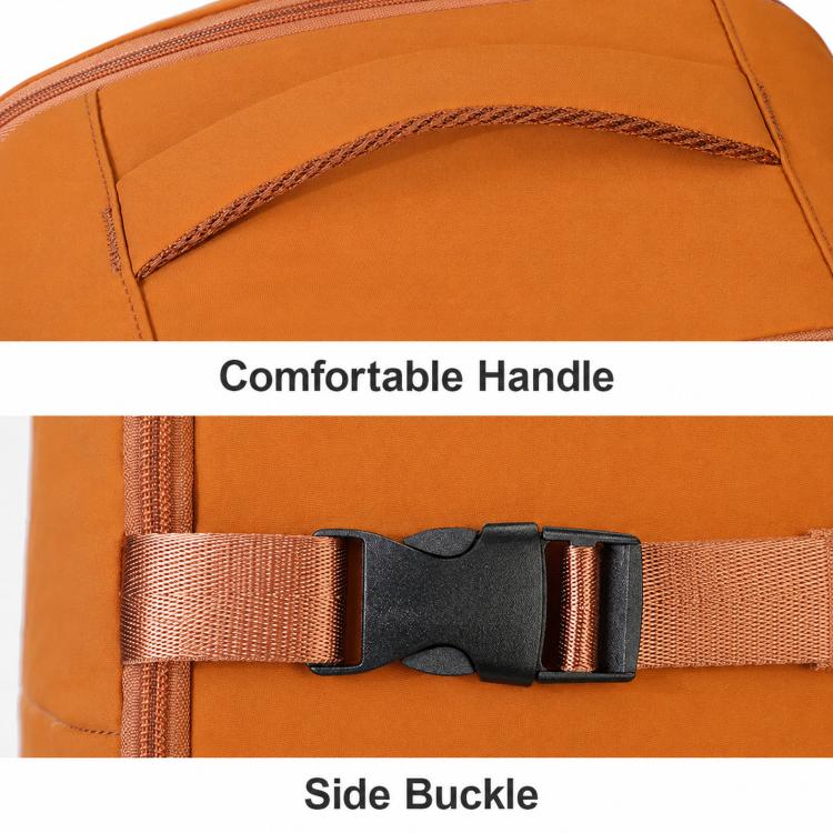 Laptop backpack with comfortable handle and side buckle on textured shoulder strap