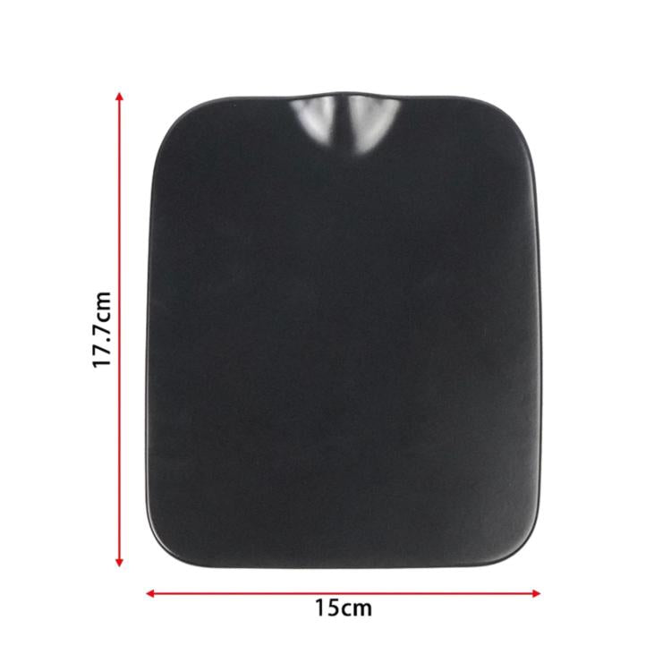 Black fuel tank cap cover, 15cm wide and 17.7cm tall