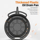 Thick black plastic oil drain pan with central pattern and integrated pour handle loop