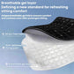 Car seat cooling gel pad close-up: black top grid with white ventilated backing