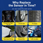 Tire pressure monitoring sensor with valve stem and replacement benefit callouts