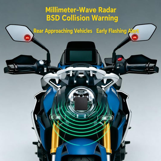 Motorcycle 60GHz Millimeter Wave BSD Blind Spot Monitoring Collision Warning System, 50-Meter