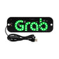 Black LED taxi sign light with green 'GRAB' letters and USB cable