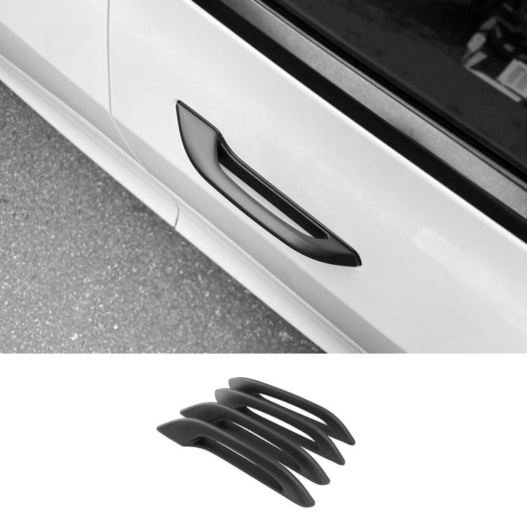 Set of dark car door handle cover stickers, stacked oval pieces