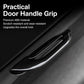 Glossy black door handle grip trim with curved recessed design