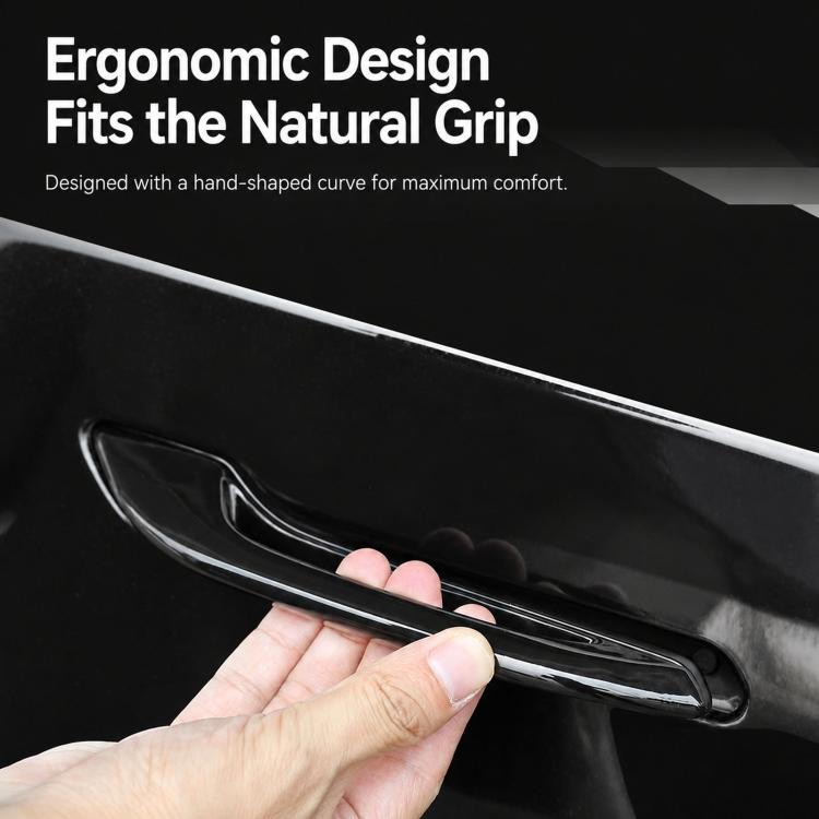 Black door handle grip trim, hand installing on car door handle