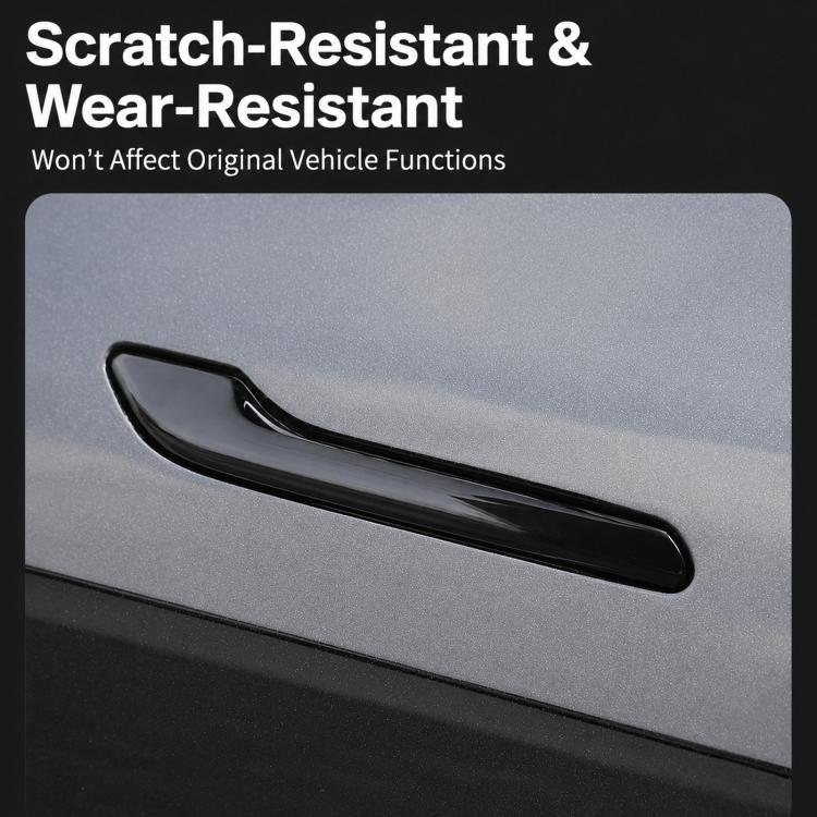 Matte black door handle grip trim, long oval cover with low sheen