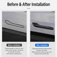 Car door handle before-and-after view with installed dark oval grip cover