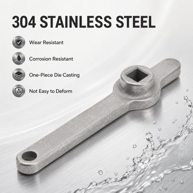 304 stainless steel radiator bleed key wrench with square socket head and straight handle