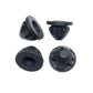 Rubber grommet mount bushings set, dark black with round mounting openings and tabs