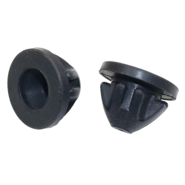 Engine cover rubber grommet mount bushings, dark black pair with flared edges