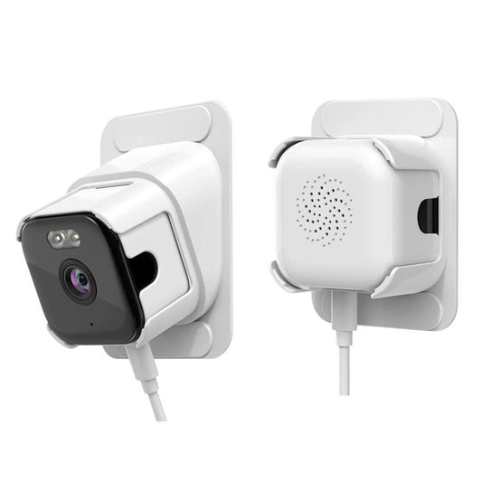 White dual-bracket window security camera with front lens and mounting arm