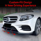 Front bumper lip spoiler installed on Mercedes E-Class, black