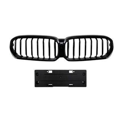BMW G30/G31 front grille air intake, black dual oval with vertical slats and bracket