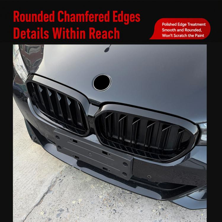 BMW front bumper grille air intake with black kidney grilles and round sensor cutout