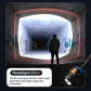 Black and blue LED gooseneck work light flashlight projecting a flood beam