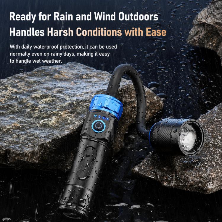 Blue rechargeable LED gooseneck work light with magnetic base and flexible neck