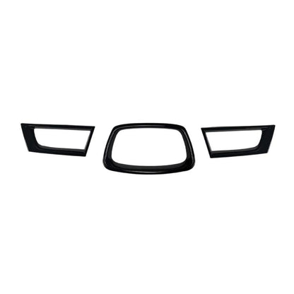 Grille cover decor sticker set, black trim pieces for three grille openings