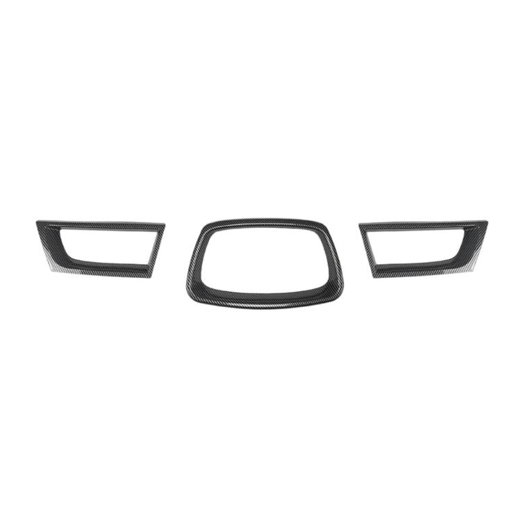 Grille cover decor sticker set, carbon-fiber style trim for three grille openings