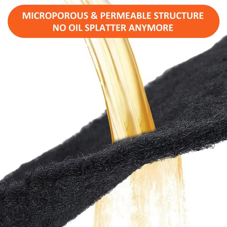 Black porous anti-splatter mat strip with oil-drain splash pad texture