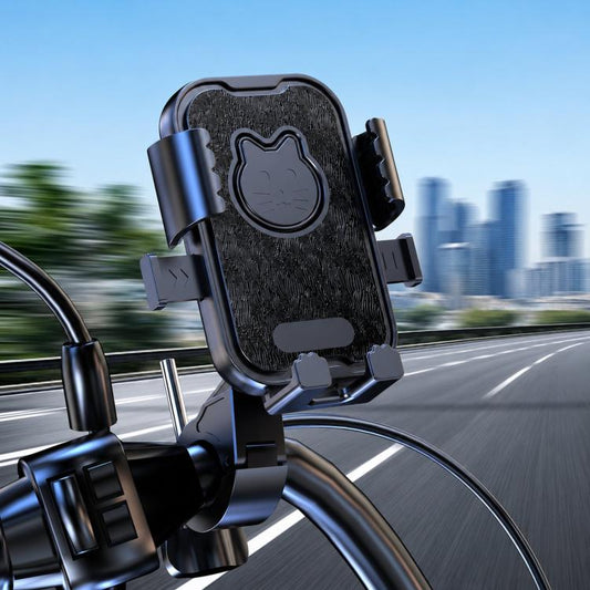 Universal Motorcycle Phone Mount Cute Cat Cell Phone Holder for Bike Scooter, Handlebar Mount Black, Rearview Mirror Mount Black, Handlebar Mount Pink, Rearview Mirror Mount Pink