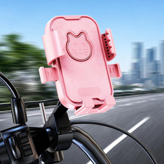 Universal Motorcycle Phone Mount Cute Cat Cell Phone Holder for Bike Scooter, Handlebar Mount Black, Rearview Mirror Mount Black, Handlebar Mount Pink, Rearview Mirror Mount Pink