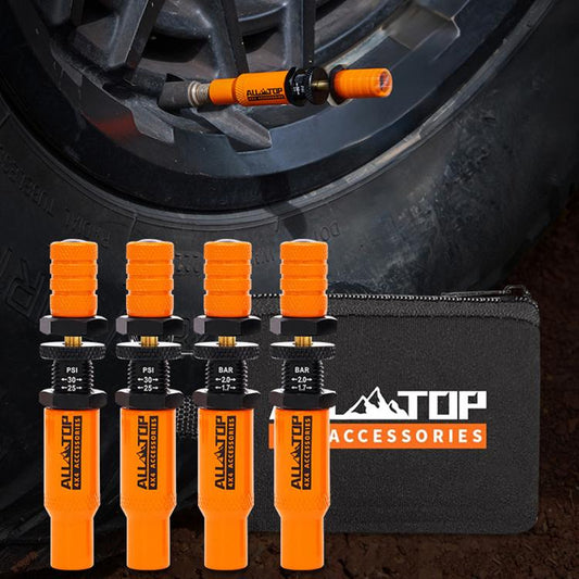 Tire Deflator Kit 10-30 PSI Auto-Stop Brass Tire Relief Valve, Orange