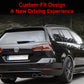 Rear roof spoiler installed on a station wagon, glossy black