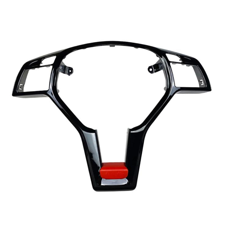 Steering wheel modification decal set, black with red accent trim and chrome-like edges