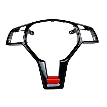 Steering wheel modification decal set, black with red accent trim and chrome-like edges