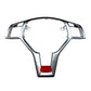Steering wheel modification decal set, silver finish with red accent trim and panel edges