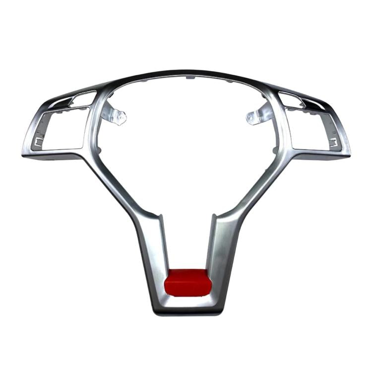 Steering wheel modification decal set, silver finish with red accent trim and panel edges