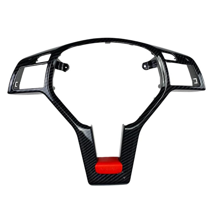 Steering wheel modification decal set, carbon fiber pattern with red accent bottom trim