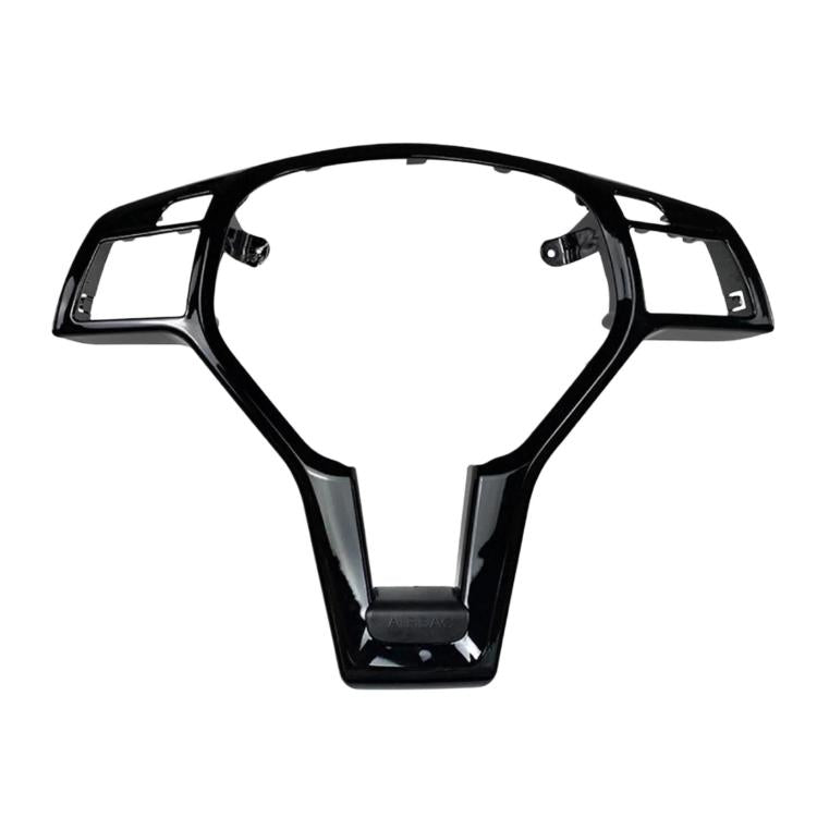 Steering wheel modification decal set, glossy black frame with silver trim sections