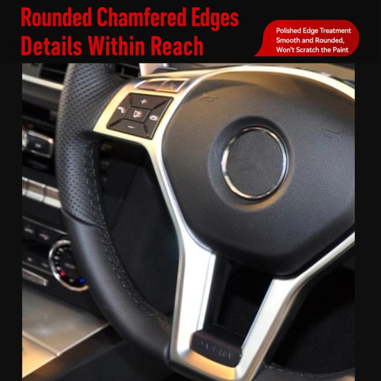 Steering wheel trim decal installed, silver accent panel on steering wheel center area